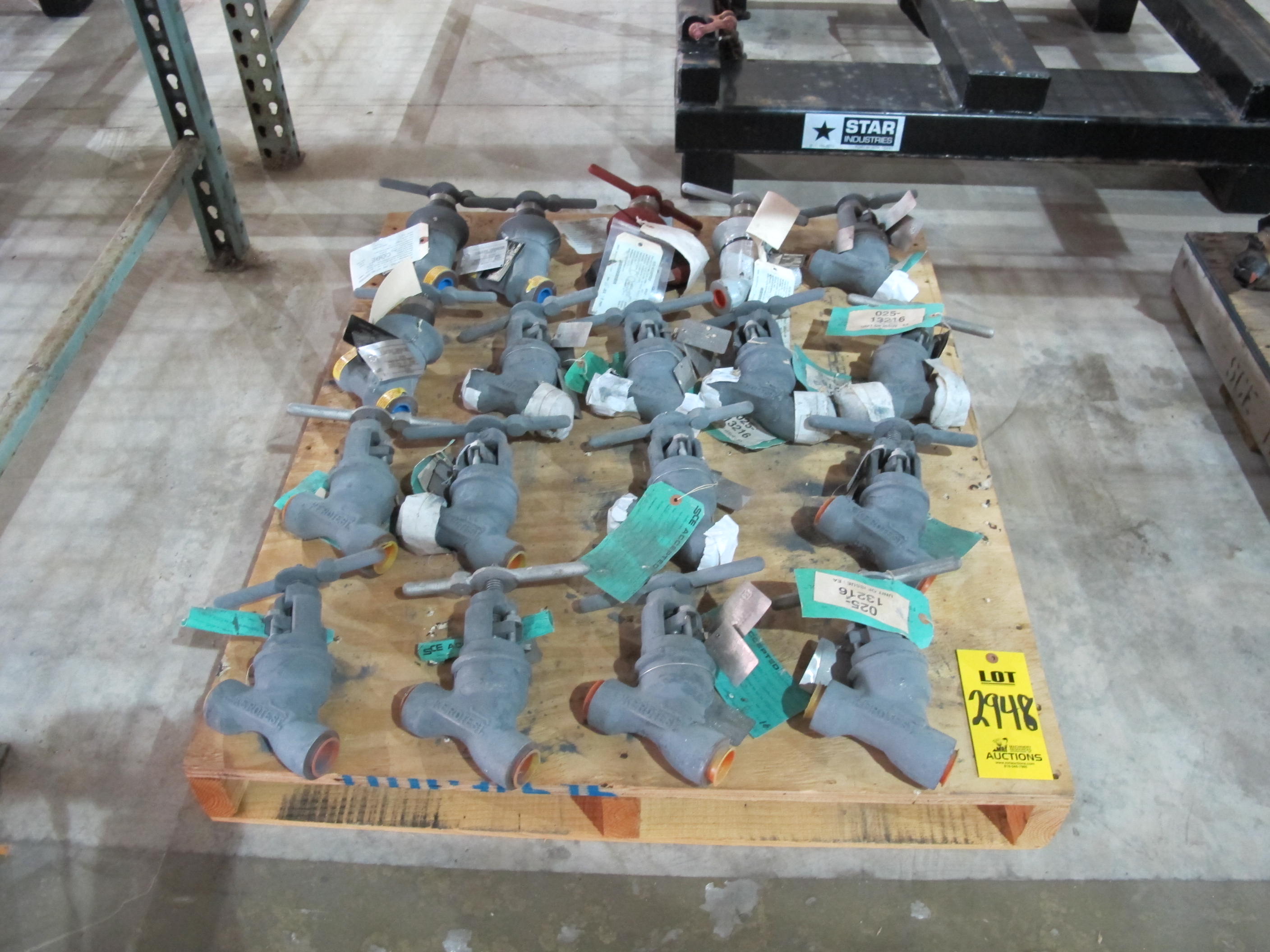 LOT PALLET W/ (18) ASSORTED VALVES (W-51) LOADING & HANDLING FEE $15-